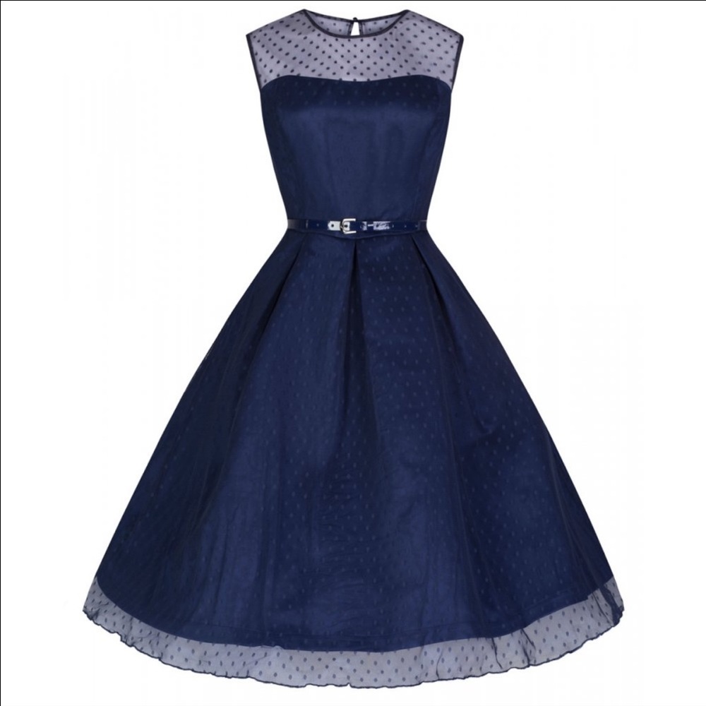 Lindy Bop Navy Polka Dot Prom/Bridesmaid Dress